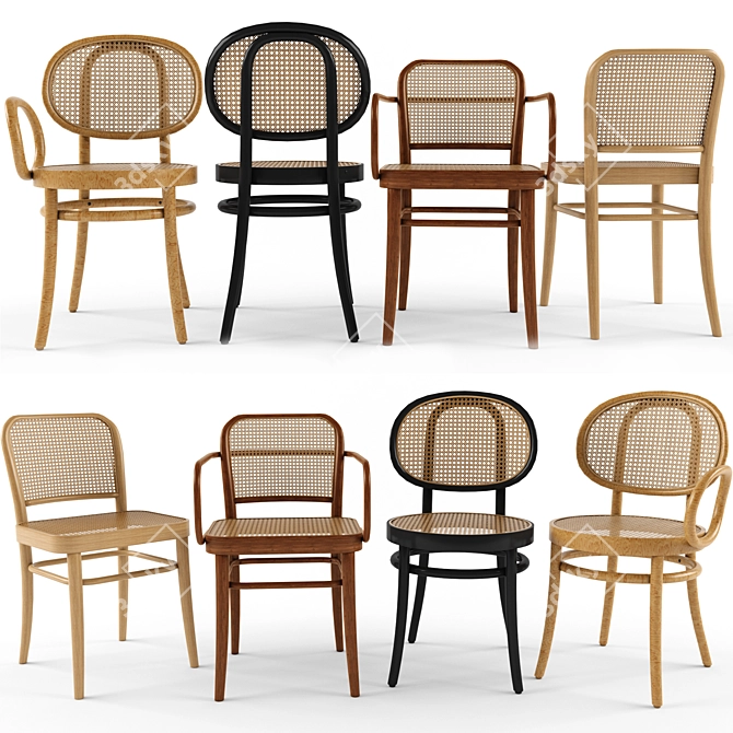 Modernist Wooden Chair Set 3D model image 1