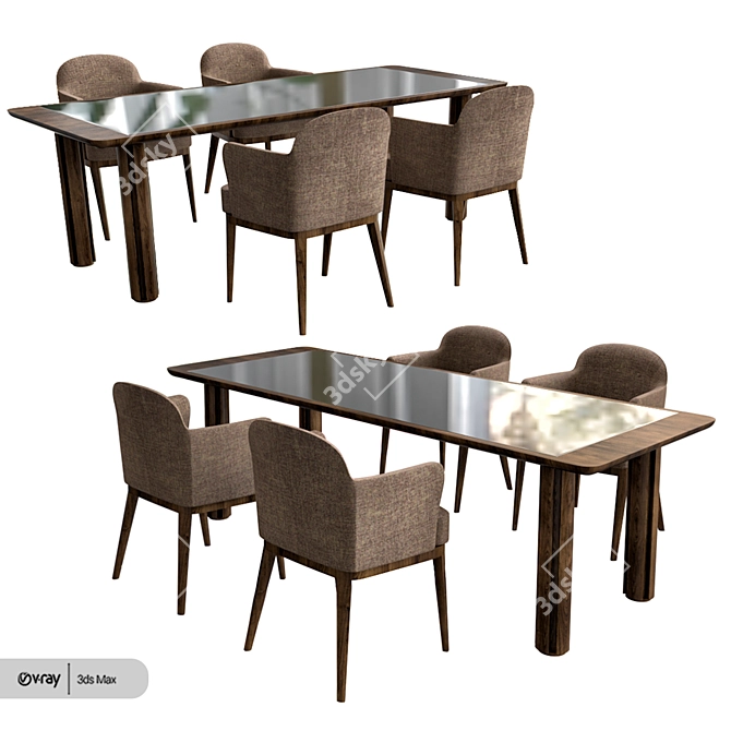 Elegant Porada Quadrifoglio Table 3D model image 2