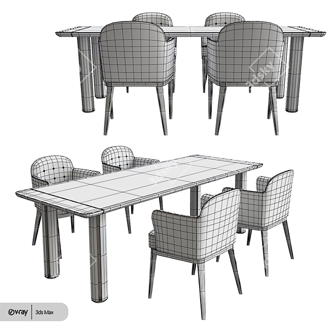 Elegant Porada Quadrifoglio Table 3D model image 3