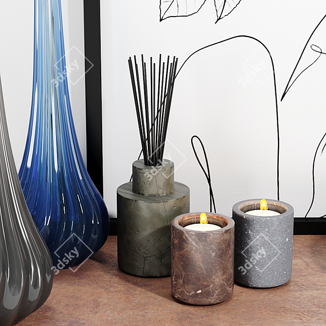 Elegant Murano Glass Vase: Reflex Décor Set 3D model image 3