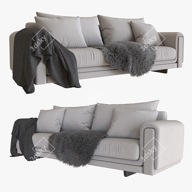 Modern Fabric Sofa Set 3D model image 1