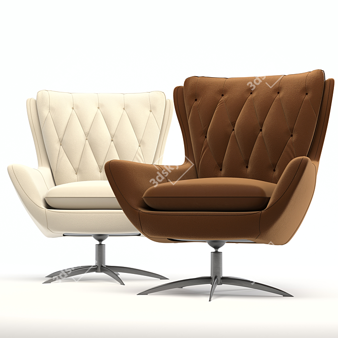 Luxurious Wells Leather Swivel Chair 3D model image 2