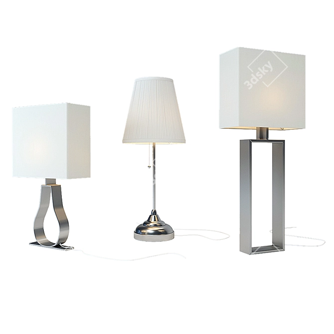 Elegant Nickel Table Lamps 3D model image 1