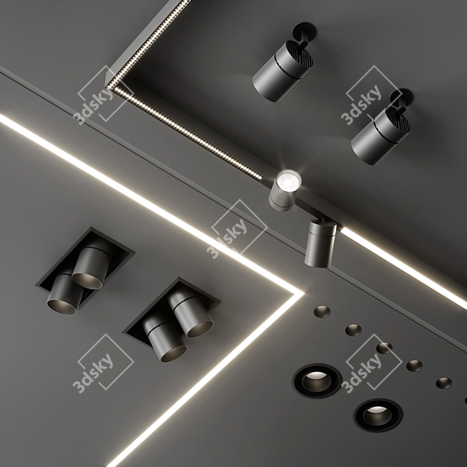 Reggiani Lighting Set: Yori Recessed, Mood Fixed, Traceline 3D model image 1