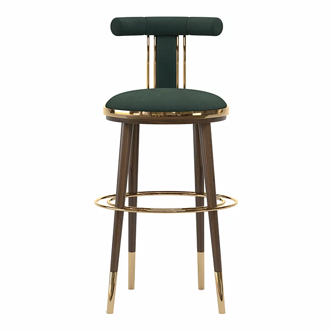 Vintage Brass-Legged Bar Chair 3D model image 2