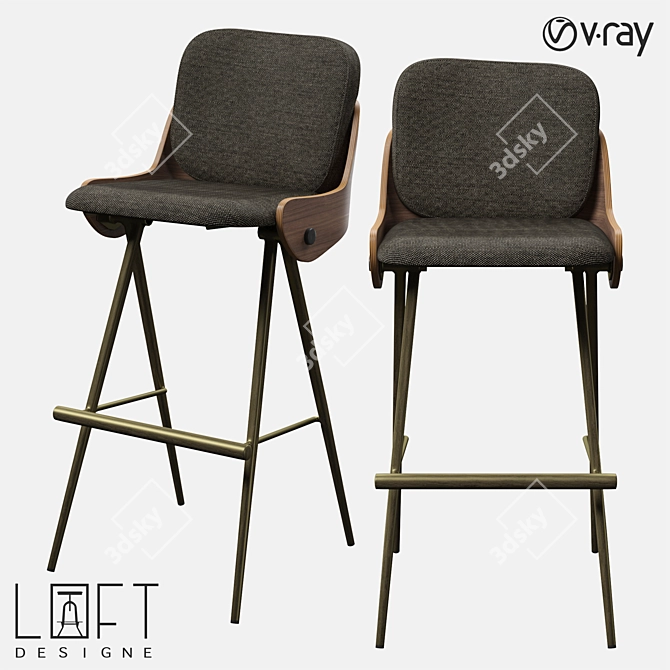 Industrial Style Bar Stool: LoftDesign 1472 3D model image 1