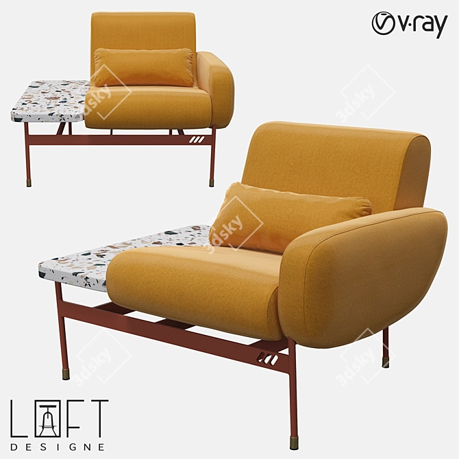 LoftDesigne Armchair: Sleek Metal and Fabric Combination 3D model image 1