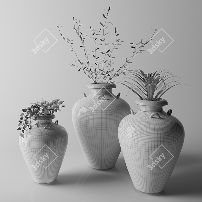 Green Oasis: Plants & Pottery 3D model image 2