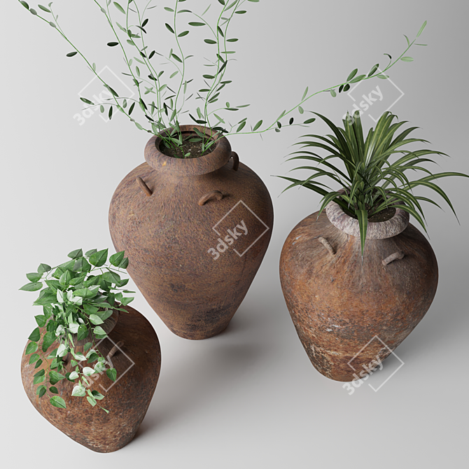 Green Oasis: Plants & Pottery 3D model image 3