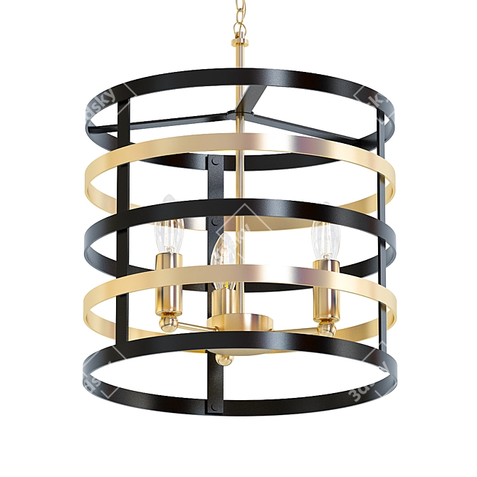 Luxurious Gold Stripes Chandelier 3D model image 1