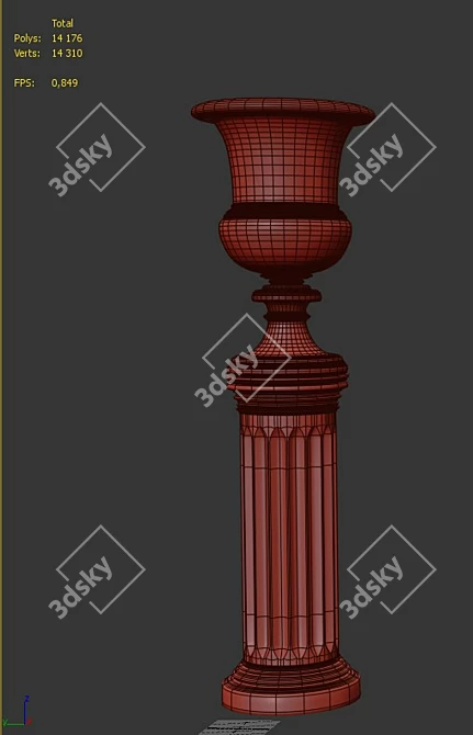 Vintage Pedestal Vase 3D model image 2