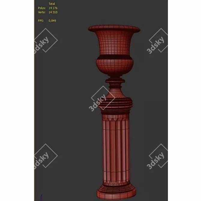 Vintage Pedestal Vase 3D model image 6