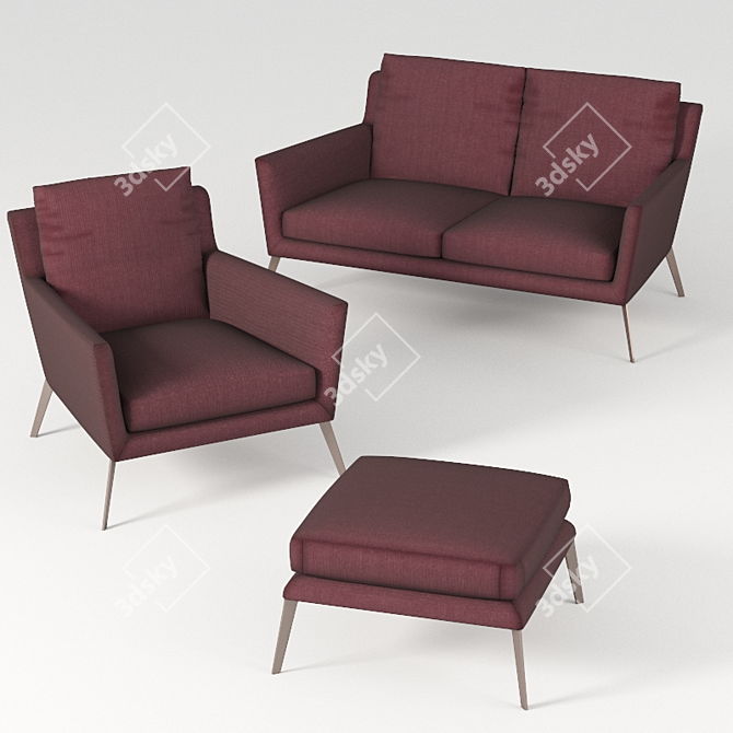 Minimalist Luxury: Casadesus Ava Sofa Set 3D model image 1