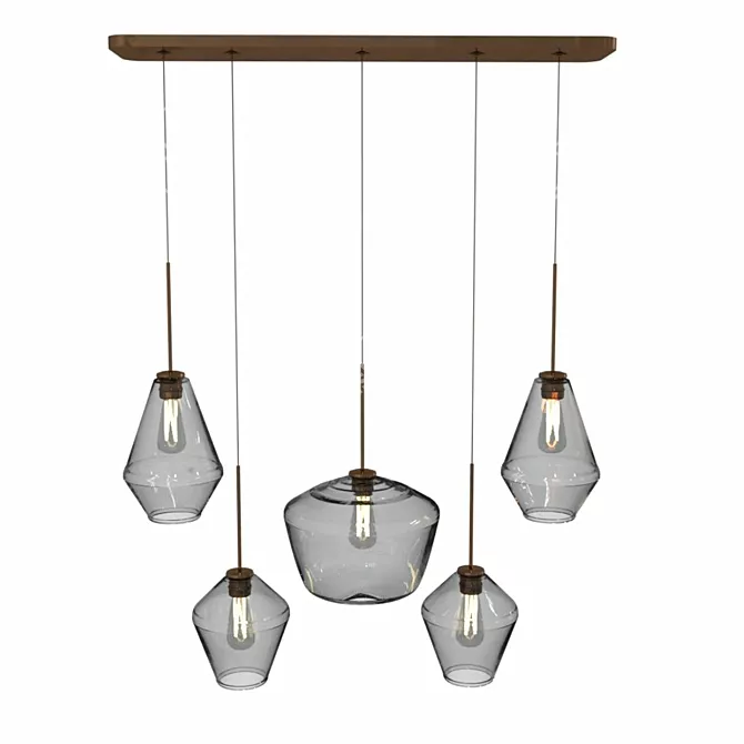 Sleek 5-Light Pendant Set 3D model image 1