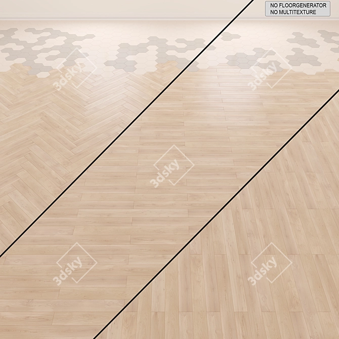 Rustic Brick and Wood Flooring 3D model image 1