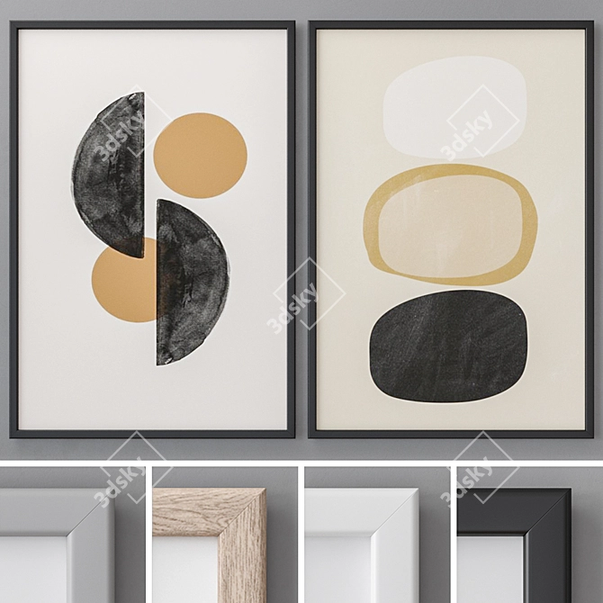 Modern Abstract Photo Frames Set 3D model image 1