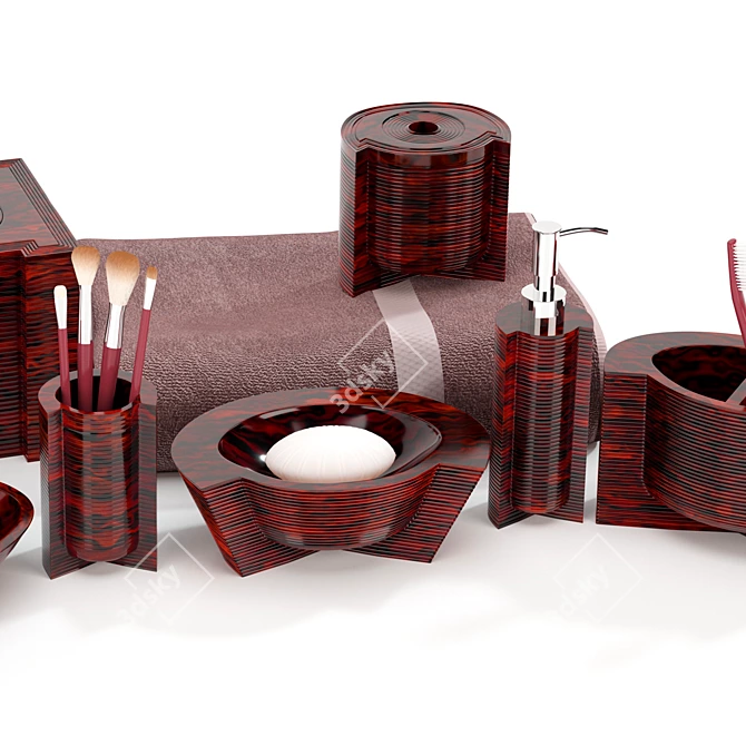 Stylish Bathroom Decor Set 3D model image 4