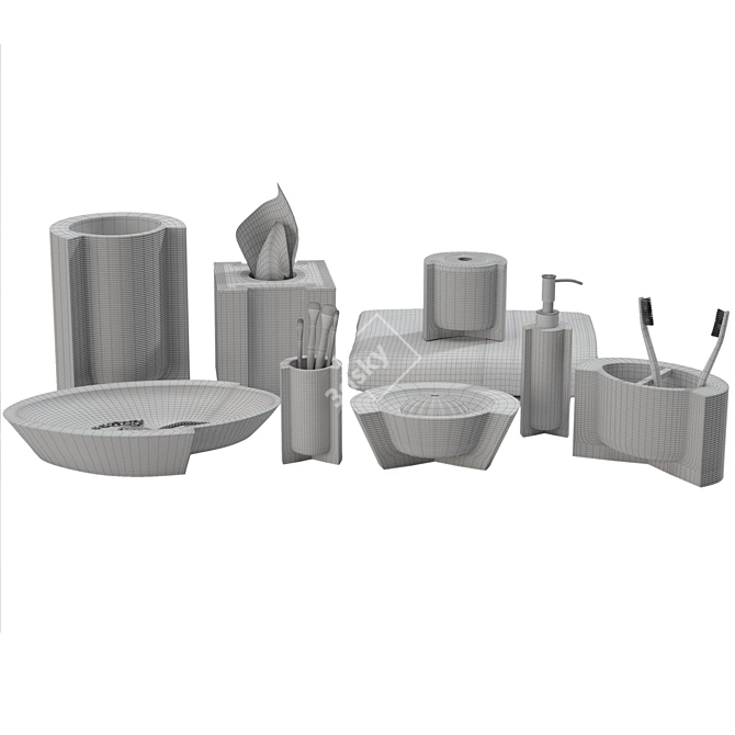 Stylish Bathroom Decor Set 3D model image 5