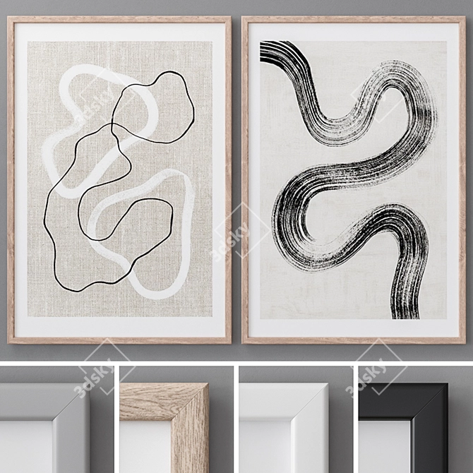 Abstract Modern Paintings Set 3D model image 1