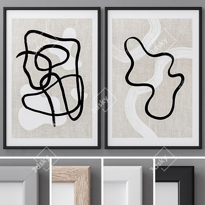 Abstract Modern Paintings Set 3D model image 1