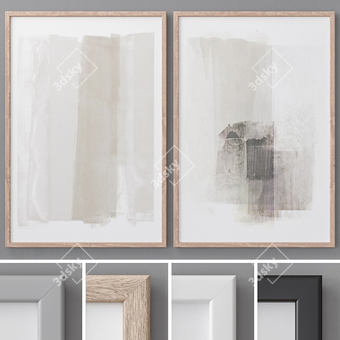 Modern Abstract Photo Frames Set 3D model image 1