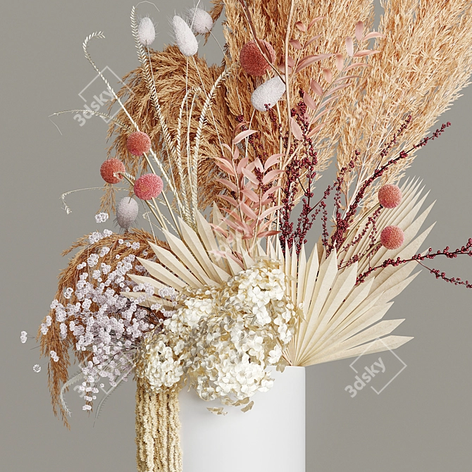 Everlasting Elegance: Dried Plant Bouquet 3D model image 4