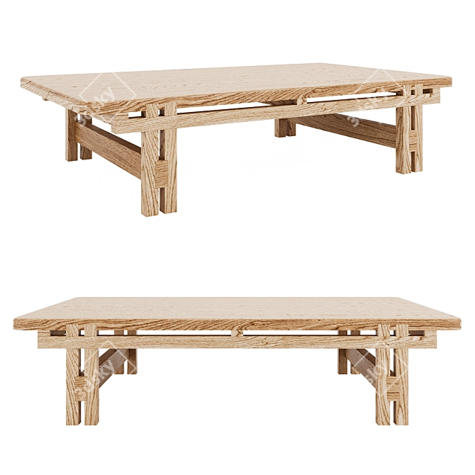 Mexican-Japanese Oak Coffee Table 3D model image 1