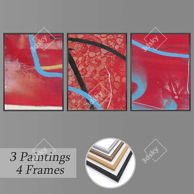 Title: Artistic Wall Painting Set 3D model image 1