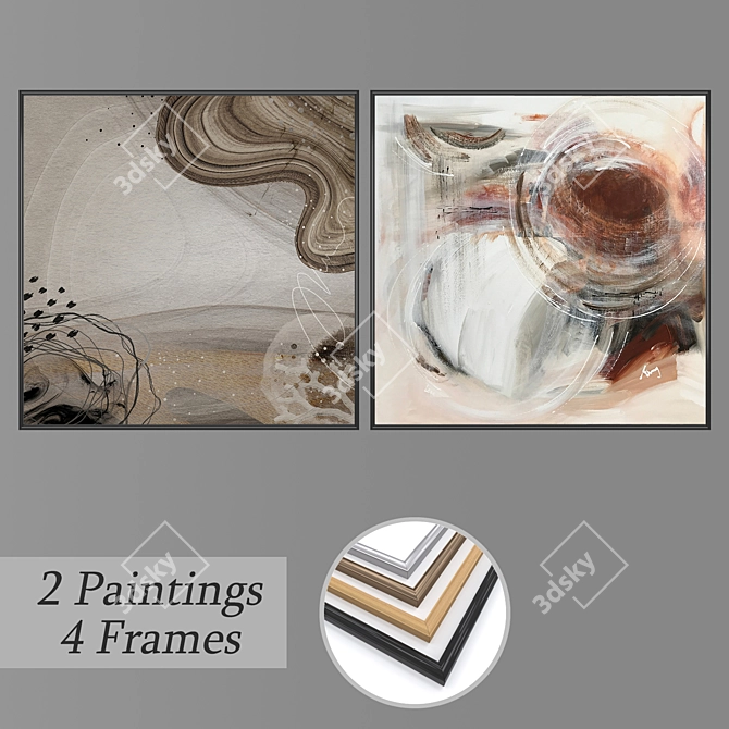 Elegant Wall Art Set 3D model image 1