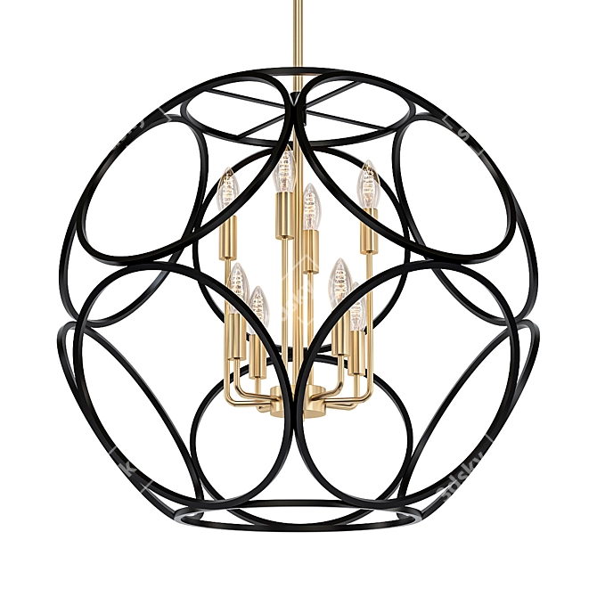 Elegant Metallic Sphere Chandelier 3D model image 1