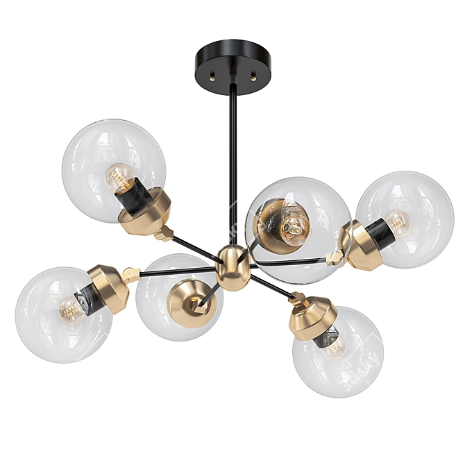 Black & Brass Sputnik Chandelier 3D model image 1