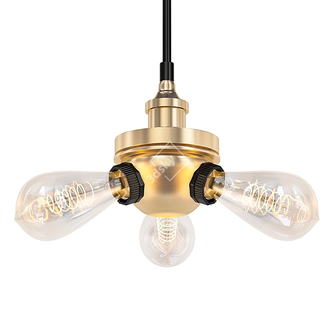 Industrial Trio Pendant Light 3D model image 1