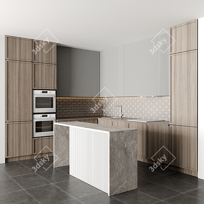 Modular Kitchen Design: V-Ray/Corona Ready 3D model image 1