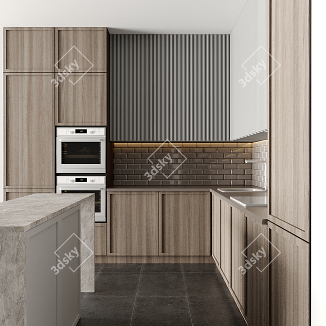 Modular Kitchen Design: V-Ray/Corona Ready 3D model image 2
