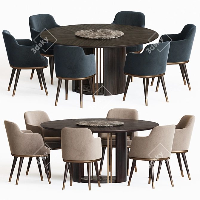 Elegant Misool Dining Set 3D model image 1