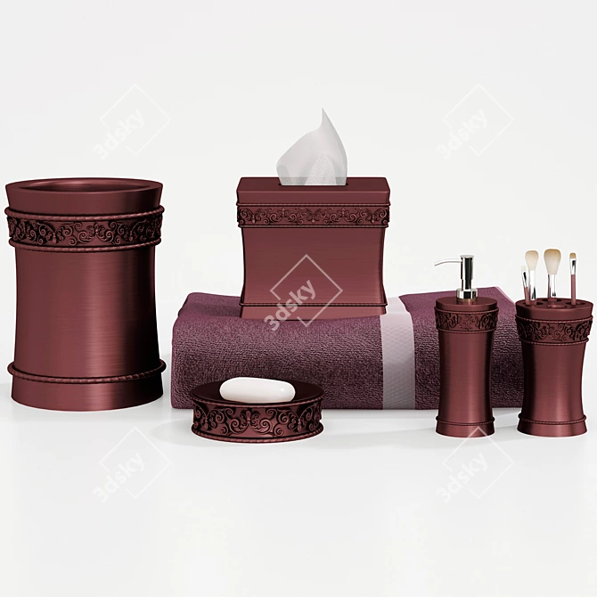 5-Piece Bathroom Décor Set 3D model image 1