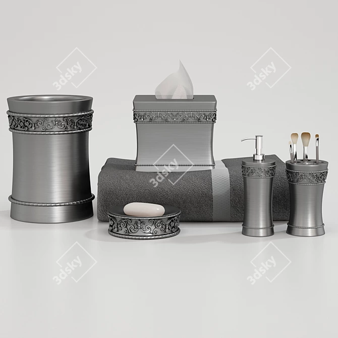 5-Piece Bathroom Décor Set 3D model image 2