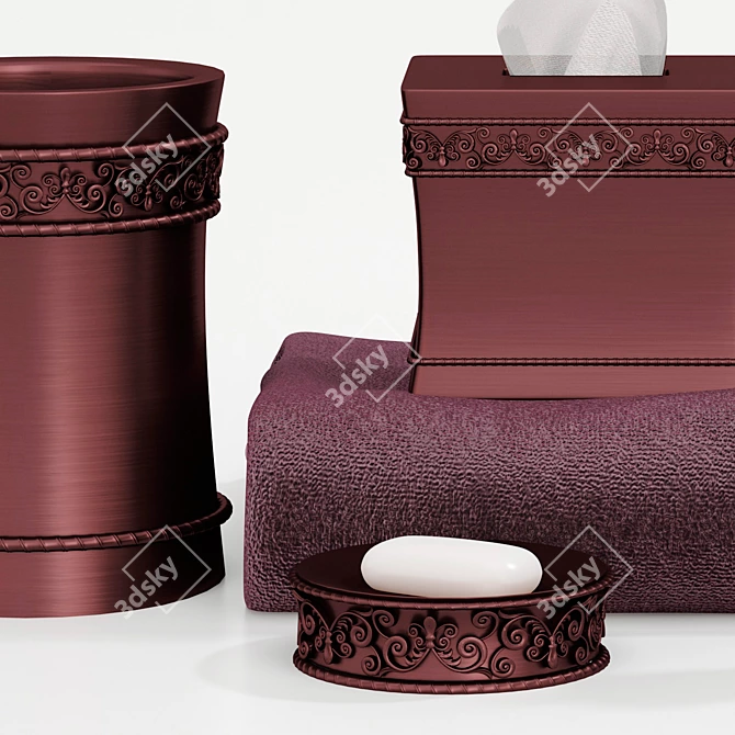 5-Piece Bathroom Décor Set 3D model image 3