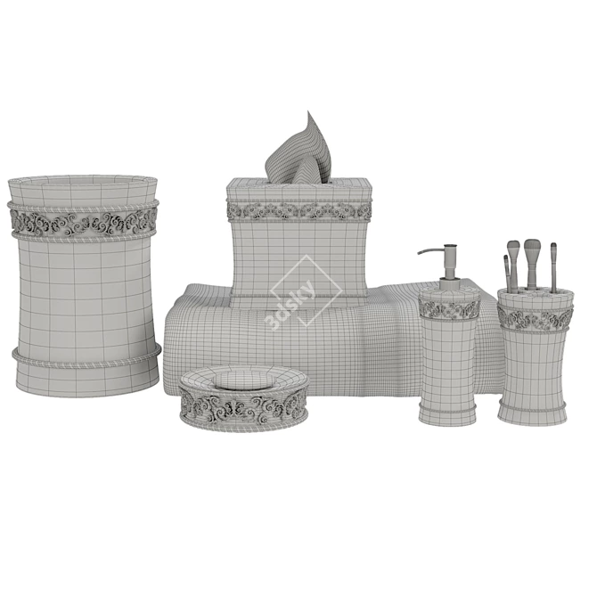 5-Piece Bathroom Décor Set 3D model image 5