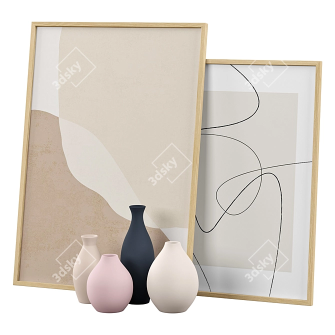 Minimalist Abstract Vase Set 3D model image 2