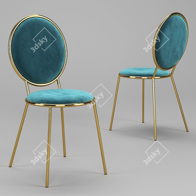 Contemporary Marble Gold Dining Set 3D model image 3