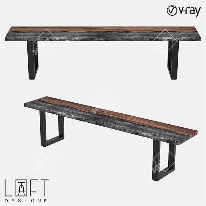 Modern LoftDesign 1580 Bench 3D model image 1