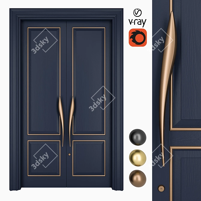 Anodized Aluminium Archism Door Set 3D model image 1