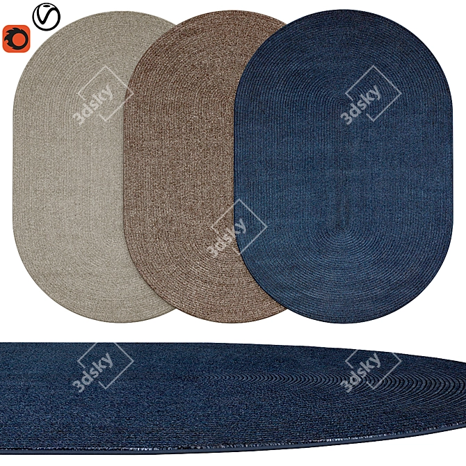 Premium Oval Rugs | Luxurious Textures 3D model image 1