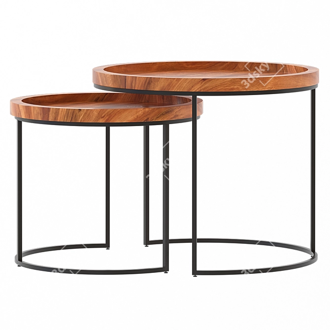 Versatile 2-Piece Nesting Tables 3D model image 1