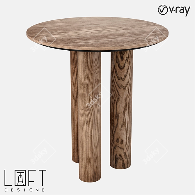 Rustic Wood 70x70cm Table 3D model image 1