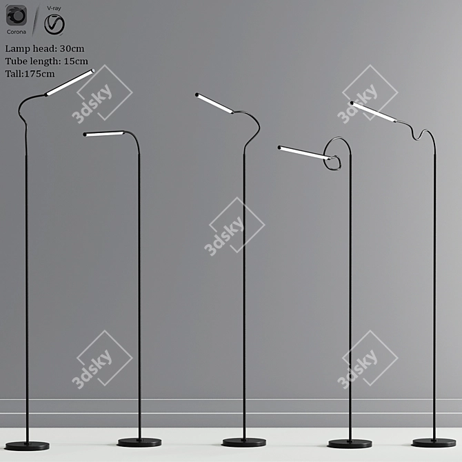 Modern LED Bedside Floor Lamp 3D model image 1