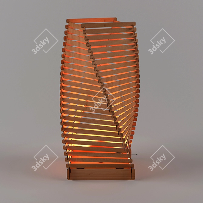 Spiral Wood Floor Lamp 3D model image 1