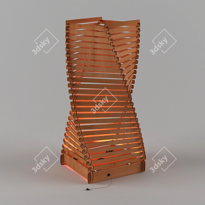 Spiral Wood Floor Lamp 3D model image 2