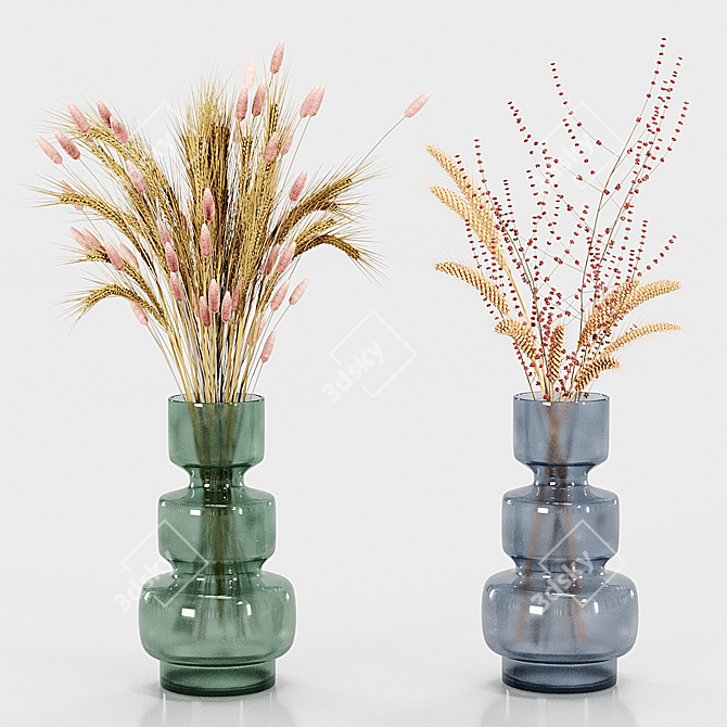 Elegance in Glass: Set of Vases 3D model image 1